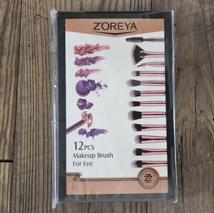 12-Piece Eye Makeup Brush Set - Black and Pink